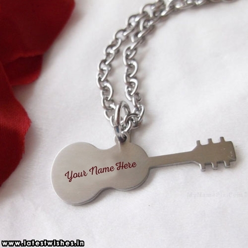 Print name on Guitar Pendant Necklace