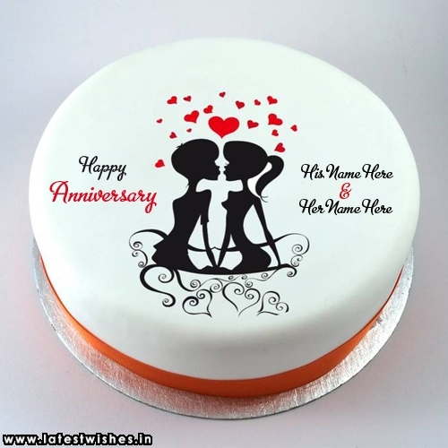 Happy Anniversary Couple kiss cake