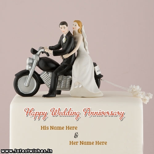 Happy Wedding Anniversary Couple Design Cake