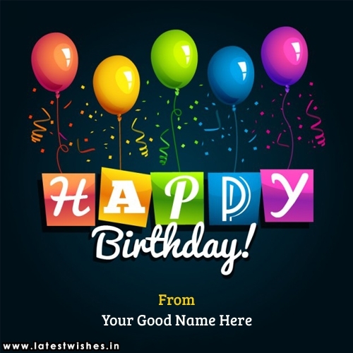 Write Name on Happy Birthday Greetings with Balloons