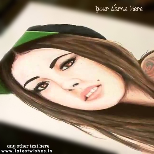 Write name on Drawing girl Face Picture
