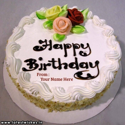 Write Name on Birthday Flower Decoration Cake