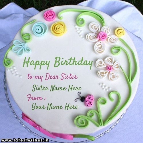 Birthday Cake For Sister With Name Written Image