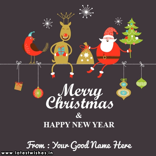 write your name on funny santa and christmas wishes ornament photo online