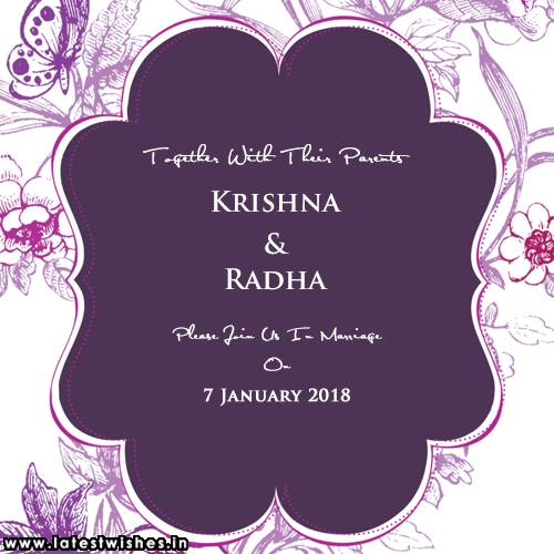 purple wedding invitation card with names create