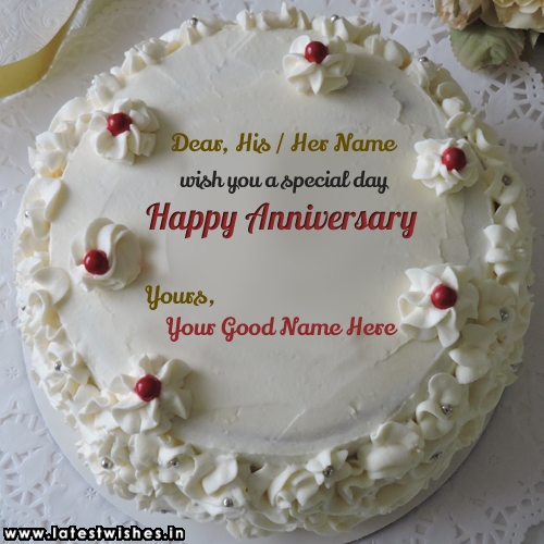 edit cherry anniversary  cake  with couple names write