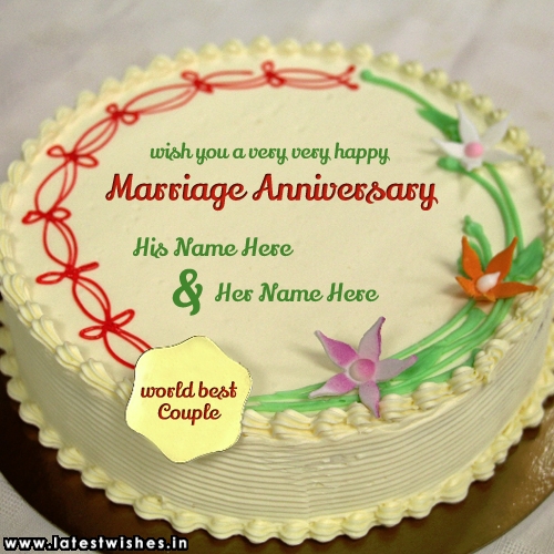 World best Couple Anniversary wishes Name cake