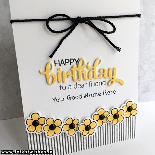embossed birthday text on flower background card edit