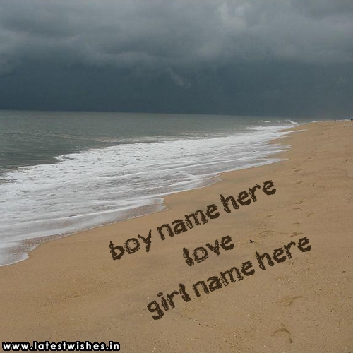 couple name beach sand writing