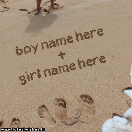 write couple name on beach sand