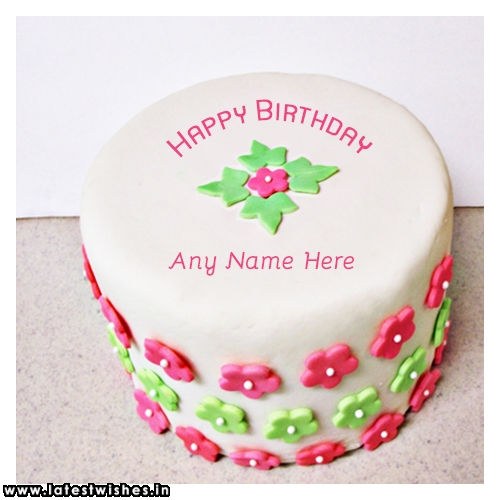 tiny flower birthday cake with name editor