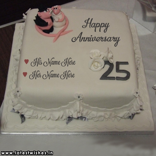 25th anniversary wishes cake for parents with name