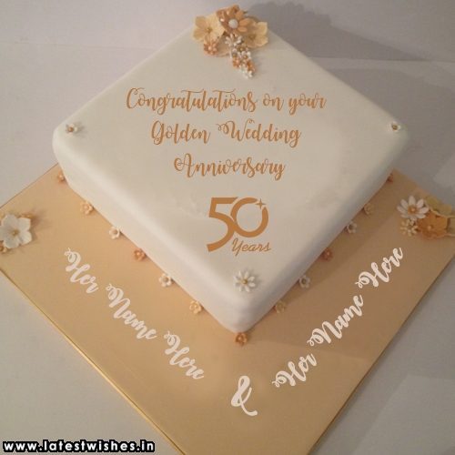 golden wedding anniversary wishes cake with name