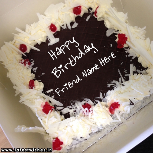 friend name chocolate birthday wishes cake image