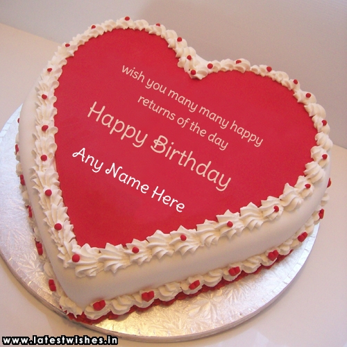 Heart Design birthday cake name wishes